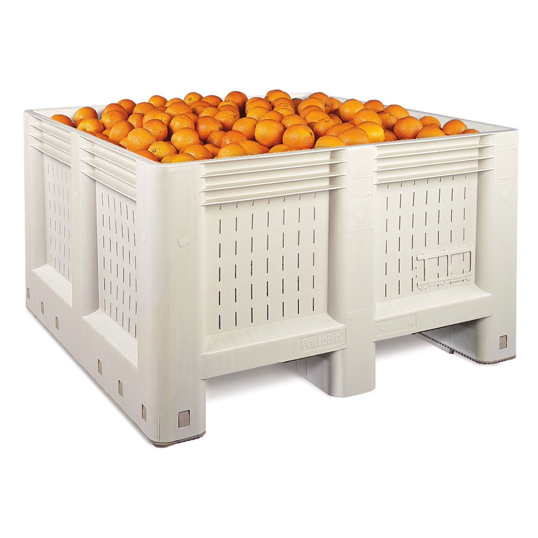 macrobin24fv-47x47x28-Vented-Agricultural-Bulk-Bin-Container-orange-harvest