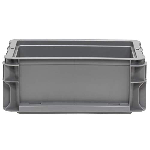 Buckhorn SW120705F101000 Plastic Straight Wall Storage Container Tote, (12-Inch x 7-Inch x 5-Inch), Light Gray