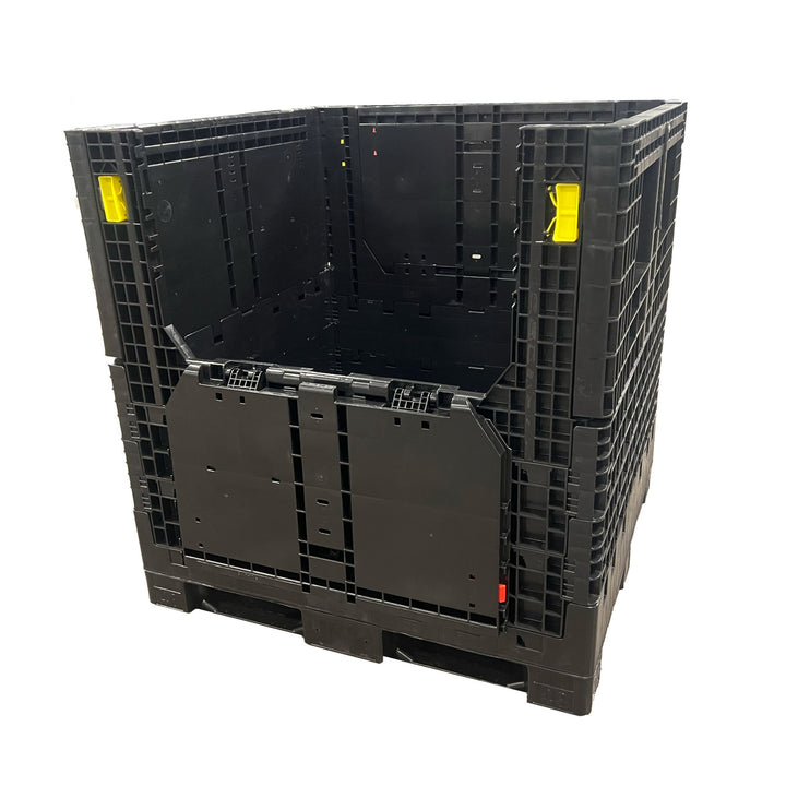 Front view of 45Wx48Lx50H collapsible bulk container with open access door.