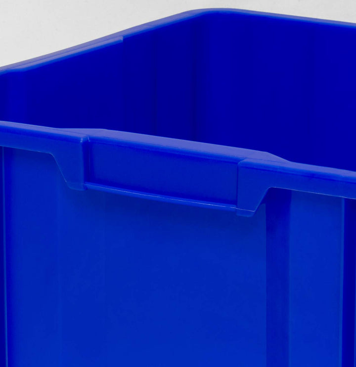 READYSPACE Commercial Industrial Heavy Duty Stackable Open-Front Recycling Bin Box Containers, 7 Gallon, 4 Pack, Blue