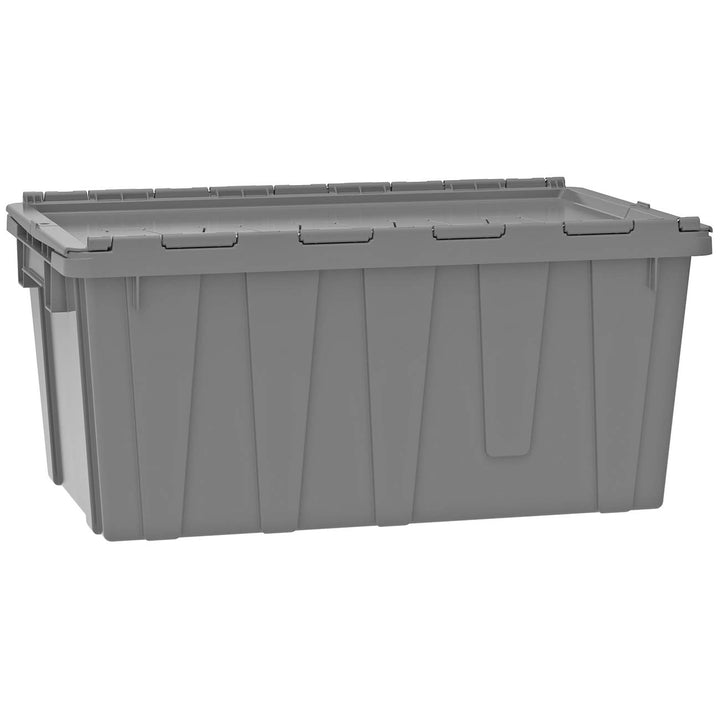 Buckhorn AR2717120202000 Industrial Plastic Stackable Storage Tote Container with Hinged Attached Lid, 27-Inch L x 17-Inch W x 12-Inch H, Red