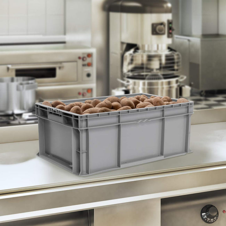 Buckhorn SW241507F101000 Plastic Straight Wall Storage Container Tote, (24-Inch x 15-Inch x 7-1/2-Inch), light grey