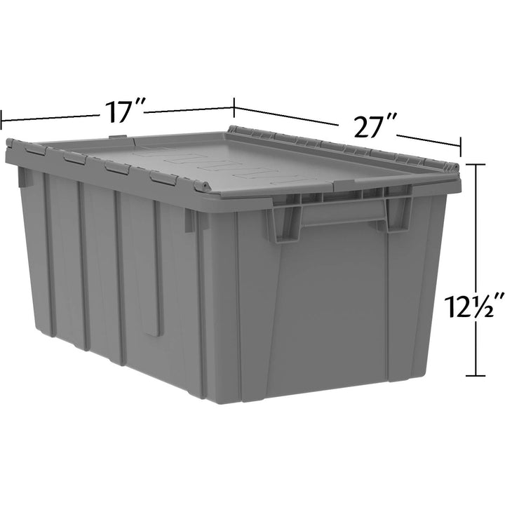 Buckhorn AR2717120202000 Industrial Plastic Stackable Storage Tote Container with Hinged Attached Lid, 27-Inch L x 17-Inch W x 12-Inch H, Red