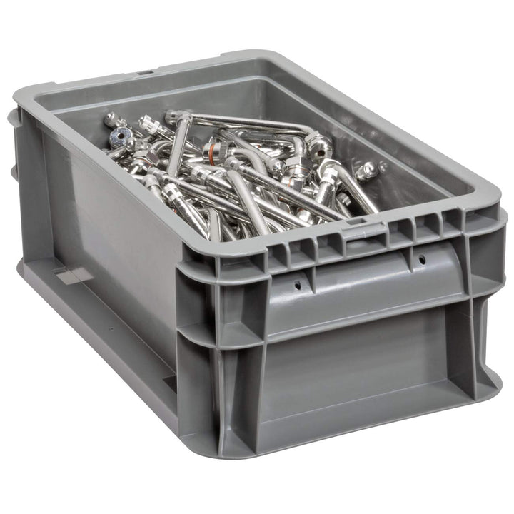 Buckhorn SW120705F101000 Plastic Straight Wall Storage Container Tote, (12-Inch x 7-Inch x 5-Inch), Light Gray