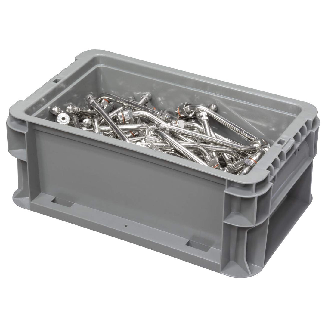 Buckhorn SW120705F101000 Plastic Straight Wall Storage Container Tote, (12-Inch x 7-Inch x 5-Inch), Light Gray