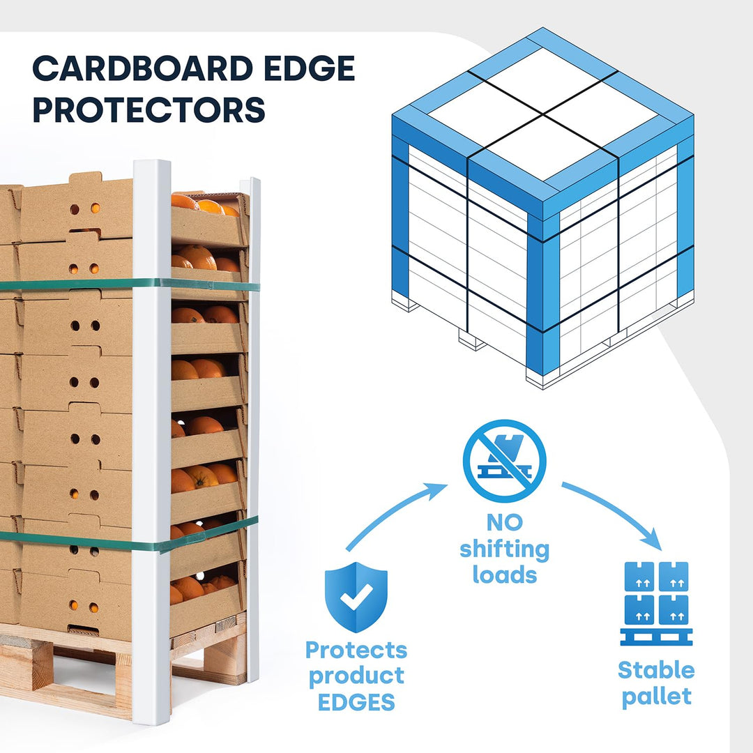 Packaging Cardboard Edge Protectors for Shipping - 2"W x 2"D x 48"L,White, 50/Pack