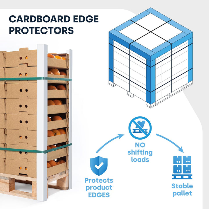 Packaging Cardboard Edge Protectors for Shipping - 2"W x 2"D x 48"L,White, 50/Pack