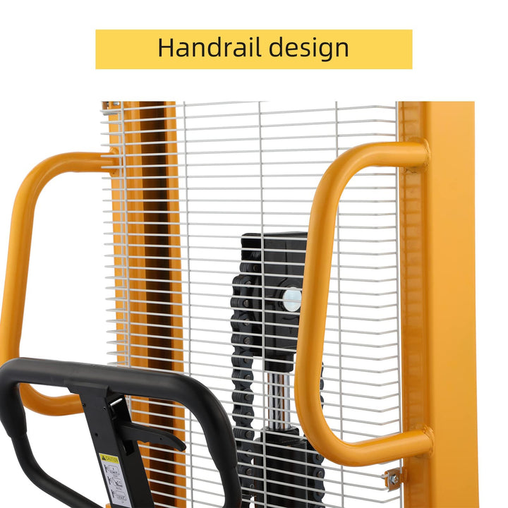 APOLLOLIFT Manual Stacker Hand Pallet Forklift 1100lbs Capacity 63" Lifting Height with Fixed Legs and Adjustable Forks Suitable for Open Bottom Pallet