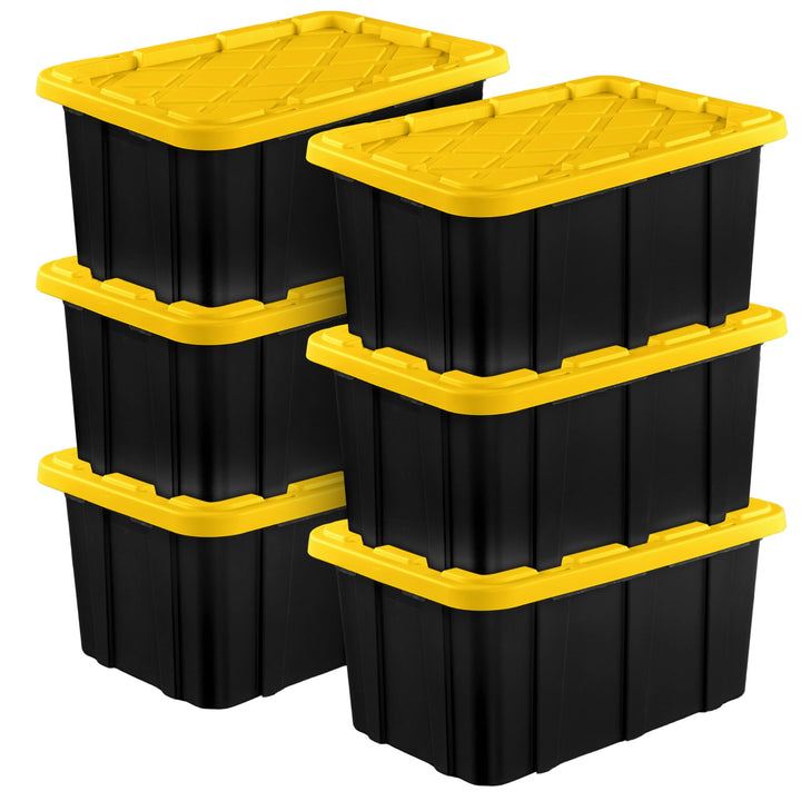 6-Pack Plastic Storage Container Bins with Lids, 17 Gallon