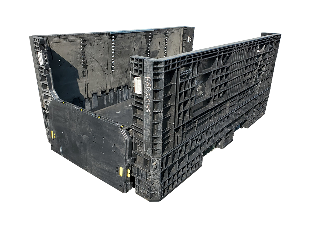 Reconditioned All Black 78x48x34 Bulk Container, 2 Drop 48" Side
