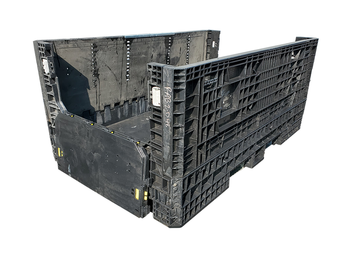 Reconditioned All Black 78x48x34 Bulk Container, 2 Drop 48" Side