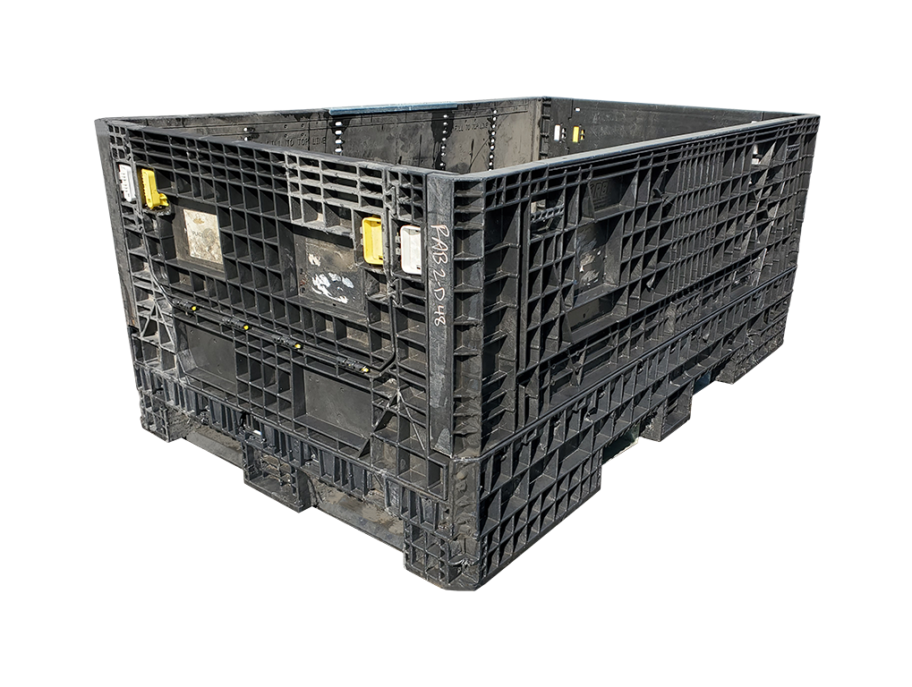 Reconditioned All Black 78x48x34 Bulk Container, 2 Drop 48" Side