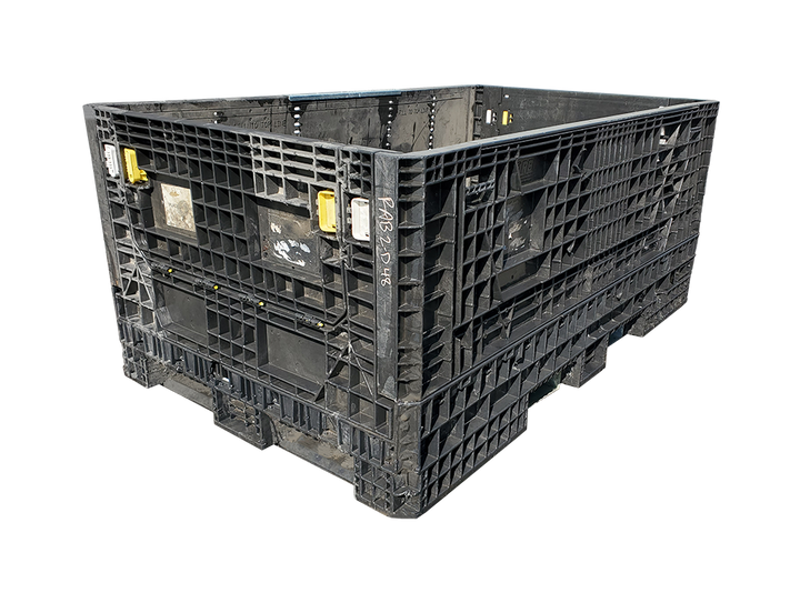 Reconditioned All Black 78x48x34 Bulk Container, 2 Drop 48" Side