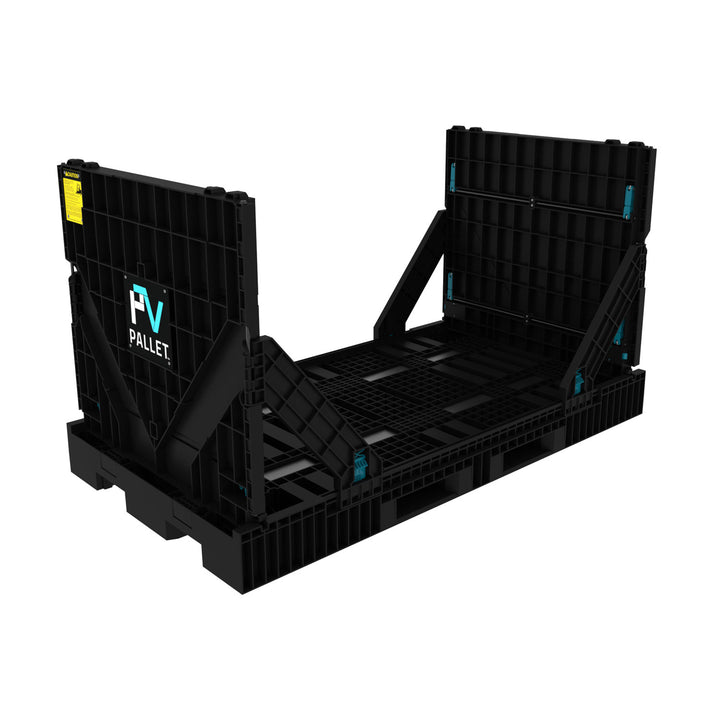 90x48 inch industrial durable plastic pallet with adjustable sidewalls for fragile goods.